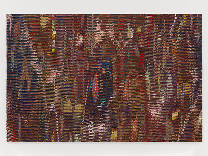 Loriel Beltran, Studio Collapse, 2023, latex paint on panel, 65 x 100 inches, 165.1 x 254 cm © Loriel Beltrán. Courtesy of the artist and Lehmann Maupin, New York, Hong Kong, Seoul, and London, and Central Fine, Miami Beach. Photo by Oriol Tarridas