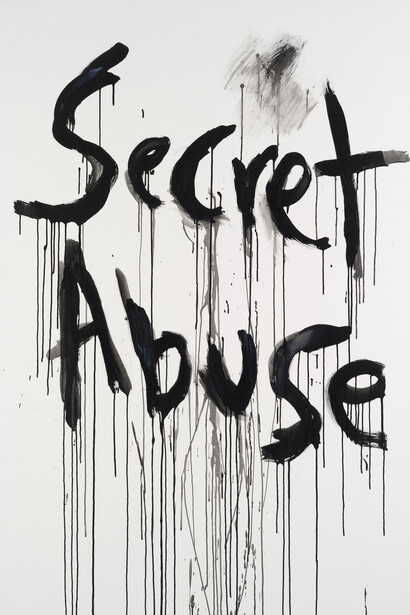 Kim Gordon, Secret Abuse, 2009, Acrylic on canvas, 72 1/4 x 48 1/4 inches (183.5 x 122.6 cm)
© Kim Gordon; Courtesy 303 Gallery, New York
