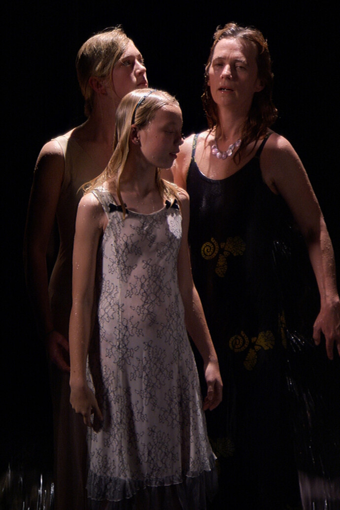 Bill Viola, Three Women, 2008, Color High-Definition video on plasma display mounted on wall, 61 1/4 x 36 3/8 x 5 in (155.5 x 92.5 x 12.7 cm), 9.06 minutes, Performers Anika, Cornelia, Helena Ballent © Kira Perov, courtesy Bill Viola Studio