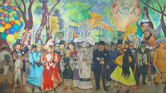 Panel central de "Sueño de una Tarde Dominical en la Alameda Central", mural donde Diego Rivera retrata la vastidad de la cultura mexicana