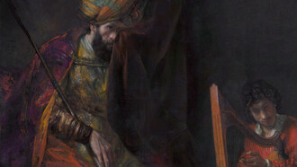 Saul and David (playing the harp), Rembrandt (around 1650)