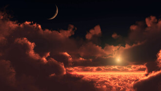 Amanecer con la luna en el cielo