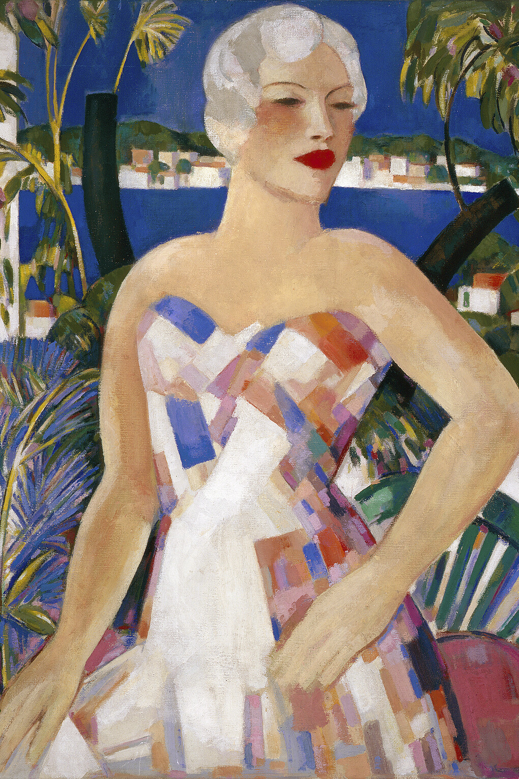 John Duncan Fergusson, Blonde with Checked Sundress, 1958, Oil on canvas, The Fergusson Gallery, Perth & Kinross Council, presented by the J.D. Fergusson Art Foundation (1991), © The Fergusson Gallery, Perth & Kinross Council, Scotland