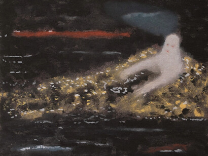 Roberto Carter; Figura en un río (nocturno), 2020. Acrílico sobre lienzo