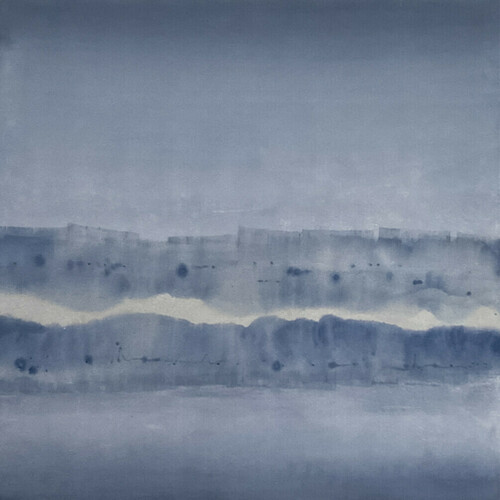 Laura Manuel, Away, Acrylic and Sand on Canvas 48 x 48"