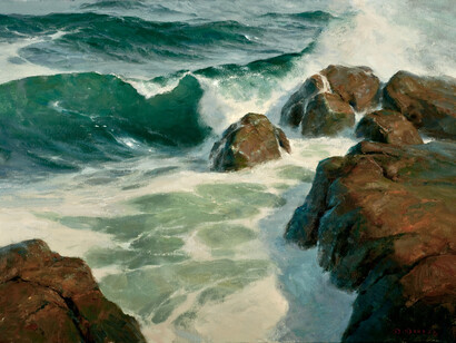 Donald Demers, Monterey Surf, Oil on Canvas, 22 x 30 inches