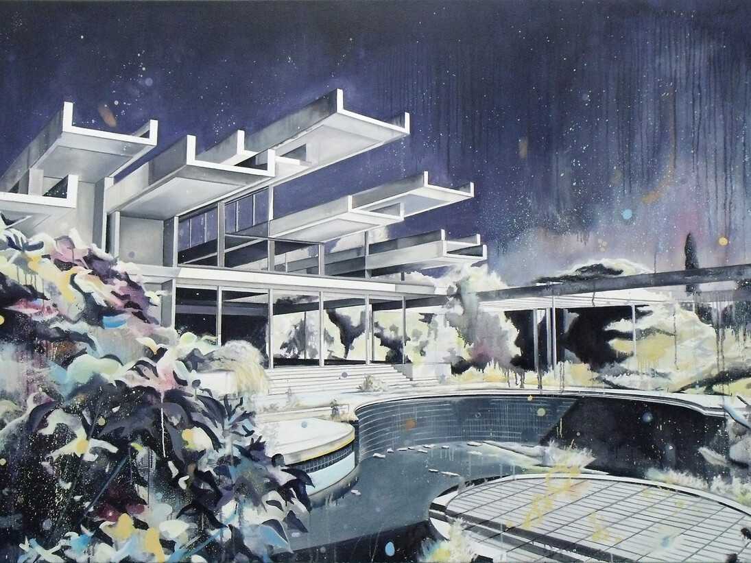 Ross M Brown, Night Pool, oil on canvas, 120 x 190 cm 