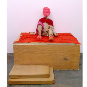 "Red Man" 2006. Wood, fabric and mixed media, 32 x 63 x 49 in. (installation view). Courtesy the artist and Thomas Erben Gallery, New York.