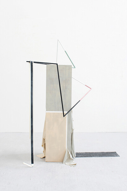  Andrea V Wright. Dressage, 2016. Steel, wood latex, paint, pigment, rubber. Image courtesy of the artist