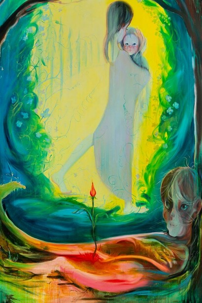 Haley Josephs,
Symptom of Nature (detail), 2024,
Oil on canvas,
80 x 60 inches. Courtesy of the artist and Jack Barrett Gallery