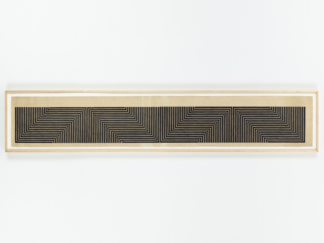 Frank Stella, Unpublished print (Over the Waves),1967, Monoprint and pencil on graph paper, 14 x 91 inches (35.6 x 231.1 cm) © 2014 Frank Stella / Artists Rights Society (ARS), New York. Photo Credit: Tom Powell. Courtesy Dominique Lévy Gallery, New York.