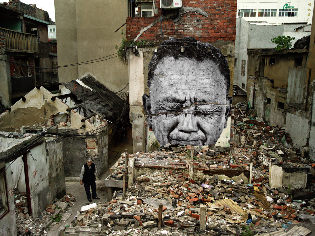 JR, The Wrinkles of the city, Action in Shanghai, Zhai Zhixin, China, 2010, Courtesy Magda Danysz Gallery