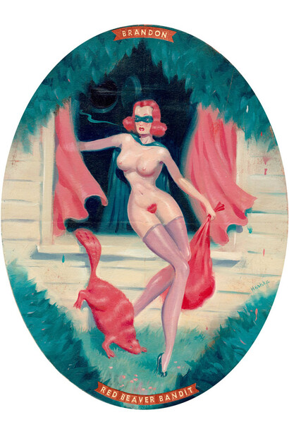 Ryan Heshka, Red Beaver Bandit, 2015, acrylic and mixed on ill board, 19 x 14 cm