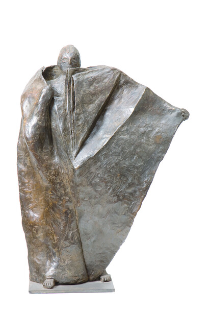 Rachele Bianchi, Figura con mantello, bronzo , 1993, h 47 cm