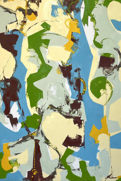 Richard Hoblock, Champion, 2020. Oil on linen, 60 x 42in. Installation view. Courtesy of Tufenkian Fine Arts