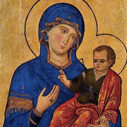 Roma, Italia, Icona raffigurante "Madonna con Bambino" della Basilica di Santa Maria del Popolo, esposta dopo i restauri nel Museo Nazionale di Castel Sant’Angelo, ph. Roberto Luciani