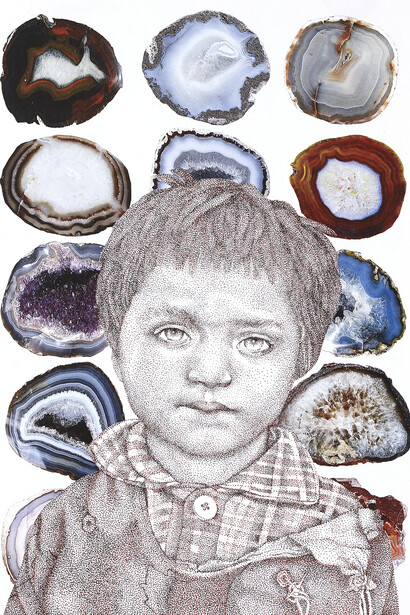 Faiza Butt, Erosion 1: Every Child Is a God, 2014, Ink-jet print and ink drawing on archival cotton paper
29.7 x 21 cm (11 ¾ x 8 ¼ in)