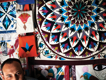 Ahmad at his workshop in Khayamiyya.  Cairo, Egypt: 2013 © Massimiliano Fusari / Massimedia.com
