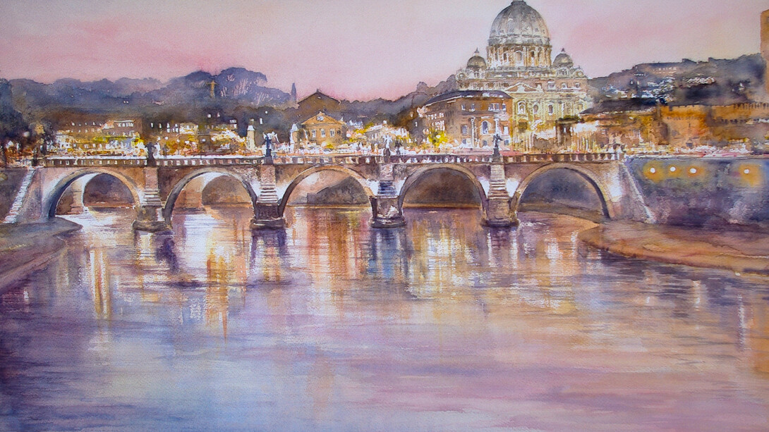 Giampiero Pierini - La sera su Lungotevere, 2017, 40x130
