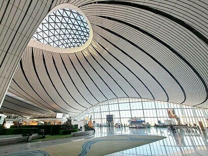 Interno dell'aeroporto Daxing International, Pechino, Cina