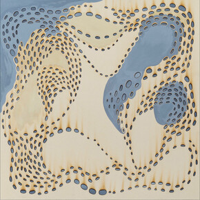 Kathleen Kucka, “Lit from Within”, 2018, burns and oil on canvas, 50 x 50 inches