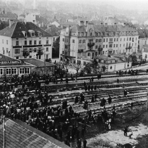Occupazione dei binari nella stazione di La Chaux-de-Fonds il 12 novembre 1918

Bibliothèque de la Ville La Chaux-de-Fonds