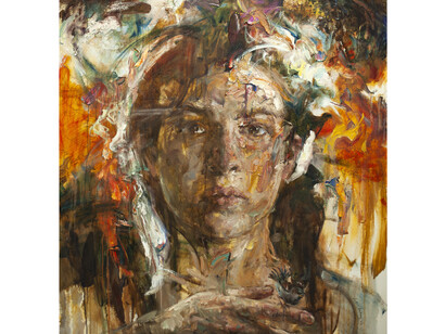 Victor Wang, The Little Bird, 2023, oil on canvas, 52x50 inches. Courtesy of the artist and Duane Reed Gallery