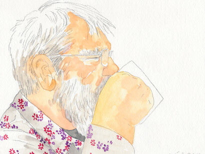 Mieko Meguro, Dan drinks coffee, March 2012, 21.9 x 27 cm