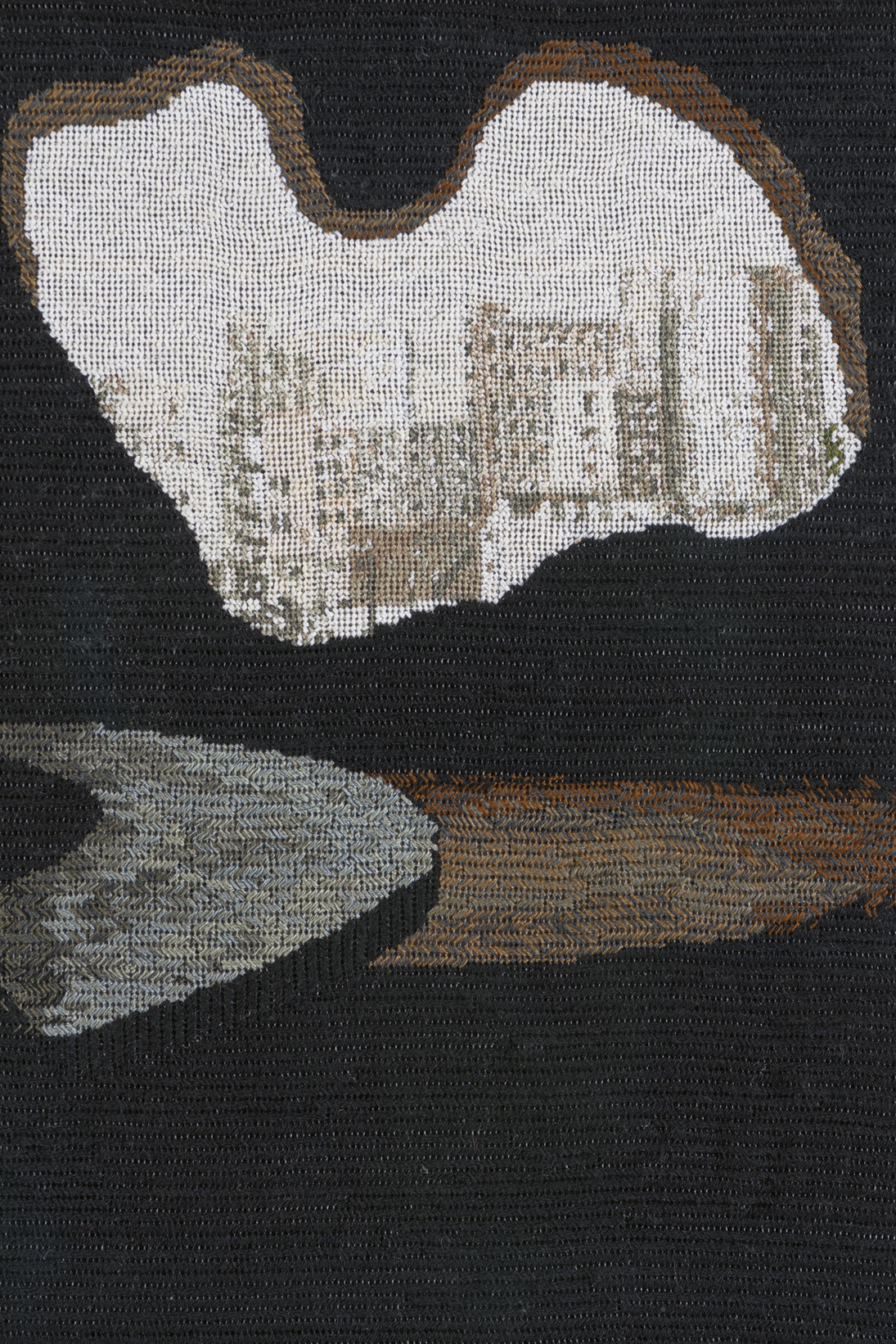 Narelle Jubelin, As Yet Untitled (Lina Bo Bardi, 1986-87), 2014, cotton on silk petit point, Courtesy the artist and Marlborough Contemporary, London.