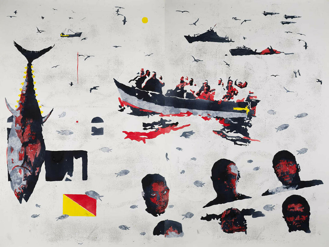 Nicola Villa, Mediterraneo, 2010 acquerelli su carta, 120x160, due elementi cm 120x80. Courtesy of Galleria Bellinzona