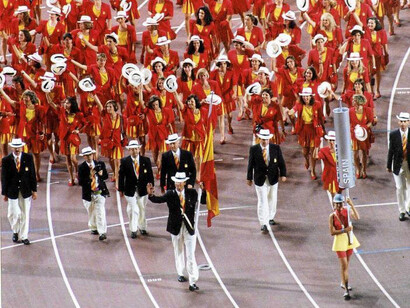Felipe VI como abanderado de la delegación española en los Juegos Olímpicos de Barcelona, 1992