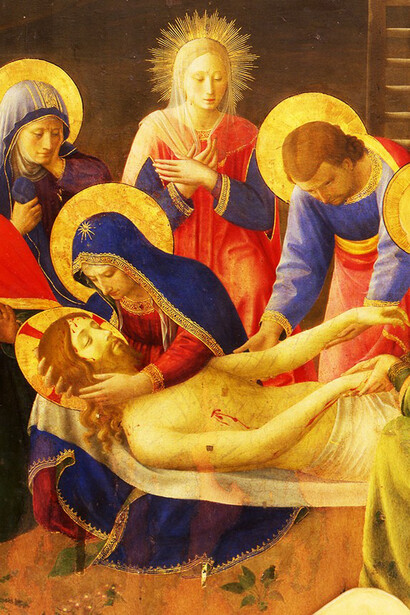 Beato Angelico, Deposizione o Compianto su Cristo deposto, part., 1436-1441, tempera su tavola (105x164 cm), Museo di San Marco, Firenze