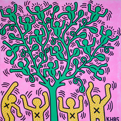Keith Haring, Tree of Life, 1985, Acrilico su tela 152,5 x 152,5 cm Collezione privata © Keith Haring Foundation