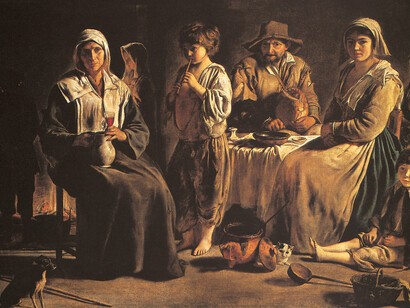 Louis le Nain, Die Mahlzeit der Bauern, um 1640. Öl auf Leinwand, 113 x 159 cm. Musée du Louvre, Paris