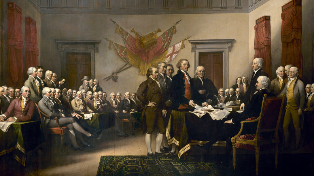 John Trumbull; La Declaración de Independencia siendo presentada al Congreso, 1819, Capitolio de los EE. UU.