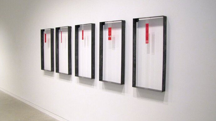 Olivia Whetung “Onjishkawigaabawin” (2015); Beads, thread, steel; Each piece 46 x 91.5cm. Image courtesy of the artist