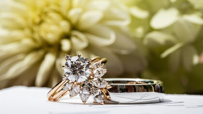 A close-up view of rings set with diamonds, Lancaster, United States