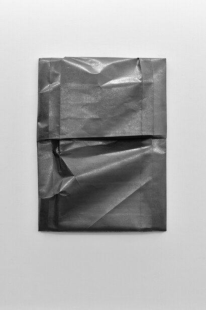 Diogo Pimentao, Suspended (existence), 2013, Paper and graphite, mounted on aluminium frame, 151 x 113 x 19 cm (59.45x44.49x7.48 in) Consignation Galerie Yvon Lambert, Credit Photo Rebecca Fanuele