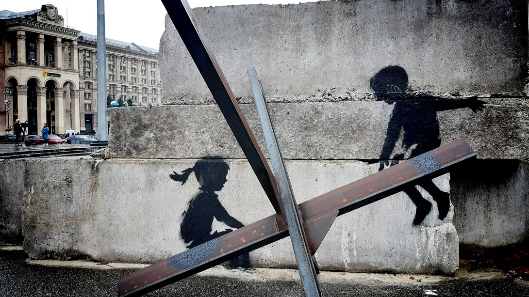 Banksy, Children of war, Kyiv, Independence Square, November 6, 2022, Ukraine