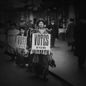 Suffragists marching for the women's vote