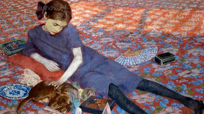 Felice Casorati, Ragazza su tappeto rosso