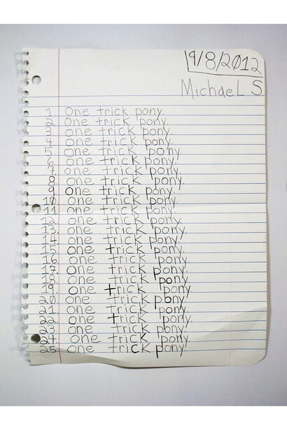 Michael Scoggins, One Trick Pony, 2014, graphite, colored pencil on paper, 67”X51”