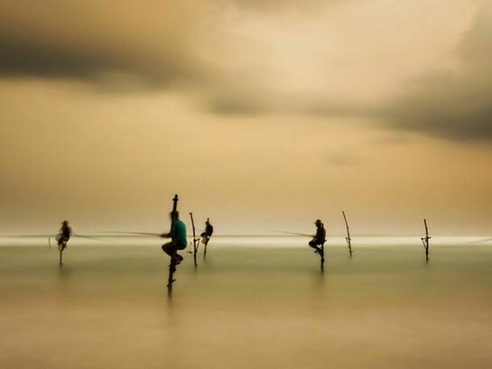 Ron Yue, Stilt Fisherman 2, Archival Digital Pigment, Print on Museum Grade Fine Art Paper, 22" x 40"