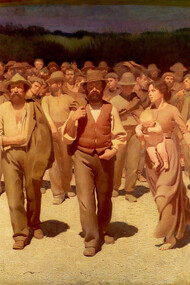 The famous “Fourth State” a giant work who became the symbol of social revenge. The best way to appreciate this big painting is to analyse any particular, where we can find another mastery of pointillized colours, Giuseppe Pellizza 