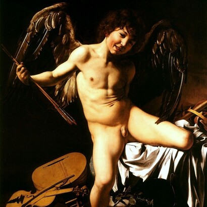 Caravaggio, "Amor vincit omnia", 1602-03, Gemäldegalerie, Staatliche Museen, Berlino, Germania  