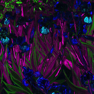 XRF of Irises (detail), 1889, Vincent van Gogh. Courtesy of J. Paul Getty Museum