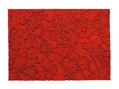 Loris Cecchini, Stratashades (red), 2014, Synthetic Felt and iron, 200 x 140 x 9 cm / 78.7 x 55.1 x 3.5 in