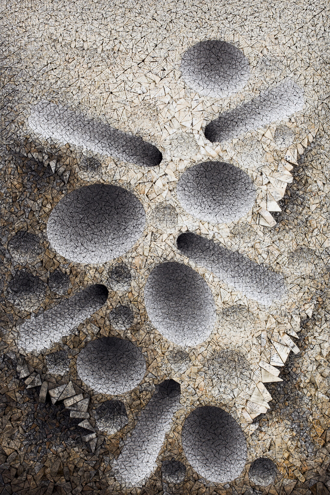 Chun Kwang Young, Aggregation 15-SE055, 2015, Mixed media with Korean mulberry paper, 195 x 131 cm (76 3/4 x 51 5/8 in.)