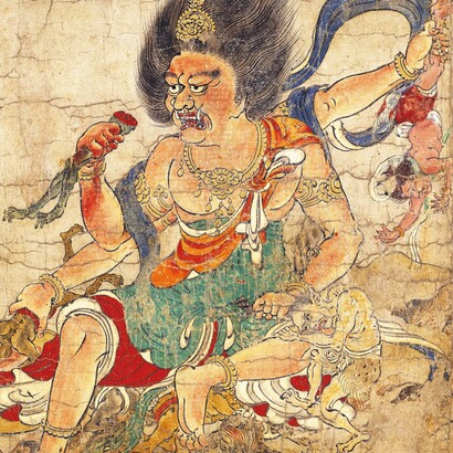 «La exterminación del mal», serie de cinco kakemonos japoneses del siglo XII