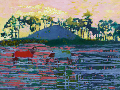 Eugenie Vronskaya, Horse in Red, oil on canvas, 20 x 30 inches, 51 x 76 cms